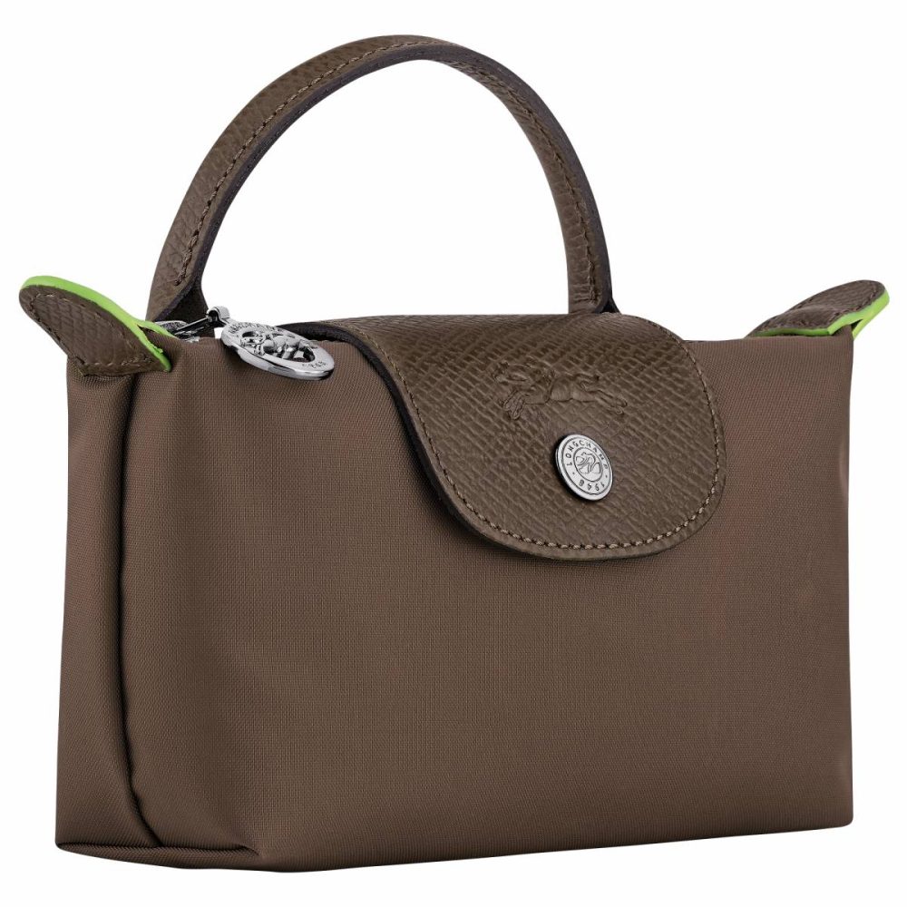 Le Pliage Green Pouch With Handle Terra - Recycled Canvas Longchamp Pouches & Cases Women Terra - Image 2
