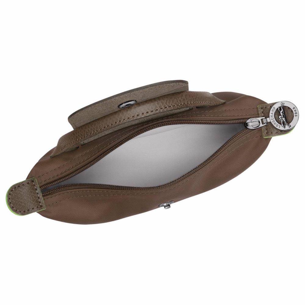 Le Pliage Green Pouch With Handle Terra - Recycled Canvas Longchamp Pouches & Cases Women Terra - Image 4