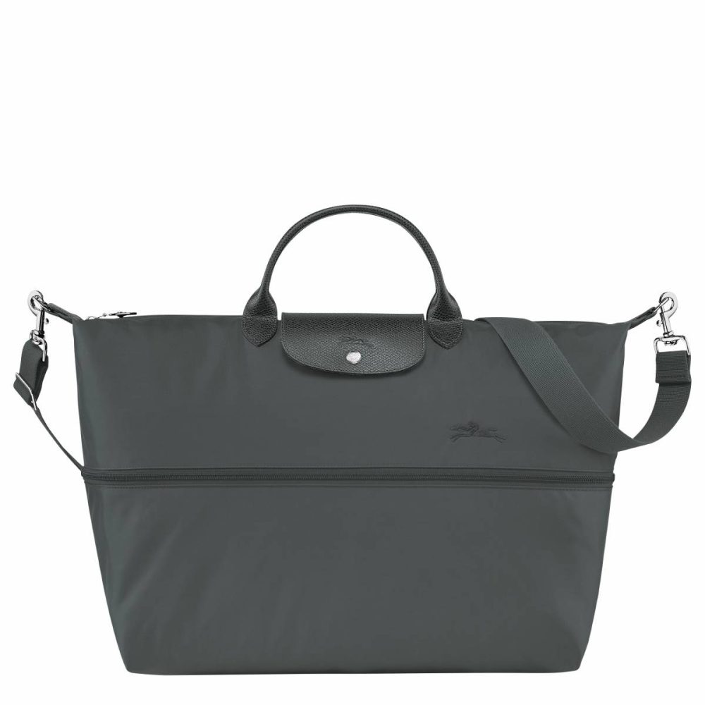 Le Pliage Green Travel Bag Expandable Graphite - Recycled Canvas Graphite Longchamp Women Travel Bags - Image 4