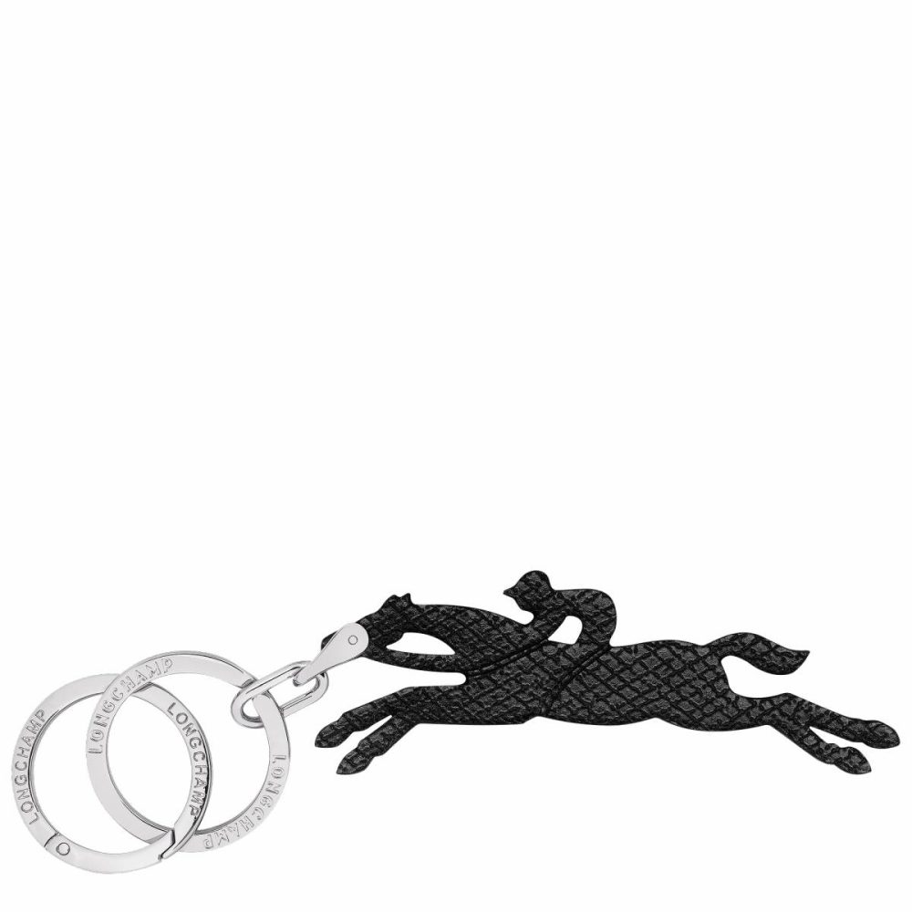 Le Pliage Key Rings Black - Leather Longchamp Keyrings Black Women