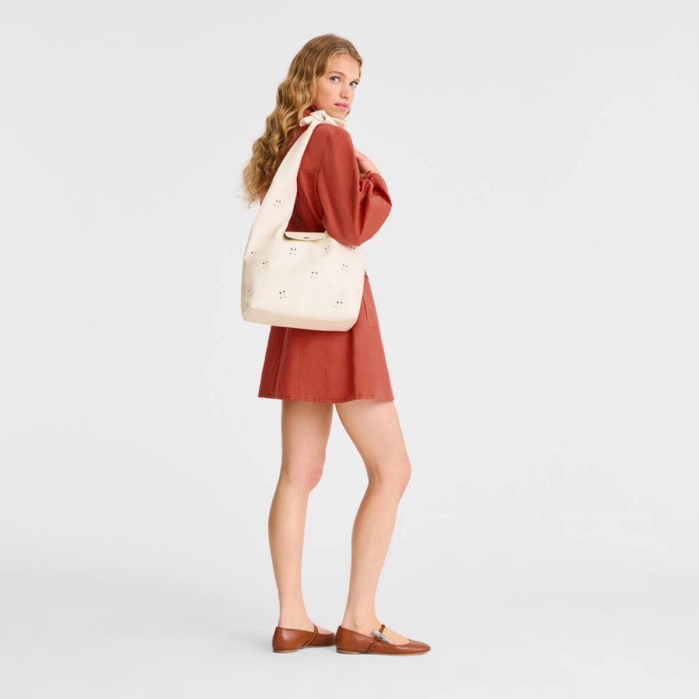 Le Pliage Xtra M Shoulder Bag Ecru - Leather Women Longchamp Ecru Leather Bags - Image 2