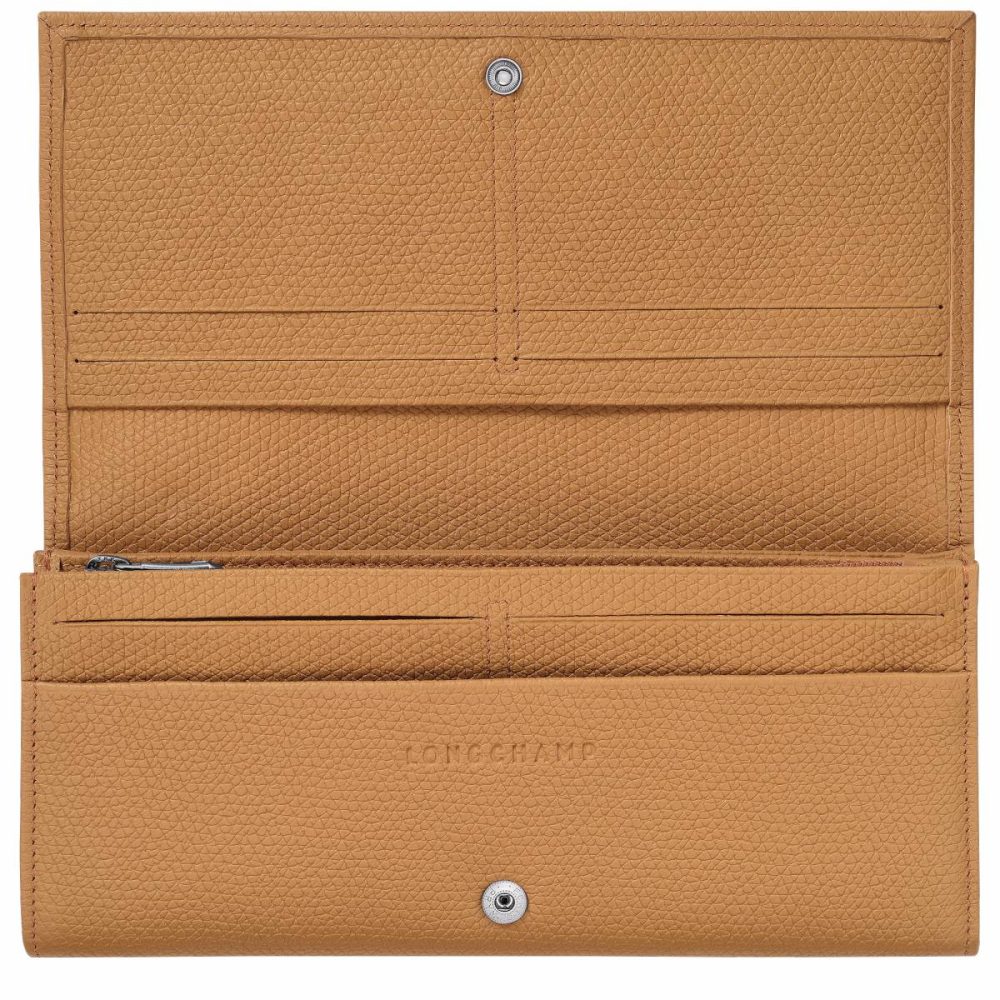 Le Roseau Flap Wallet Walnut - Leather Leather Wallets Walnut Women Longchamp - Image 3