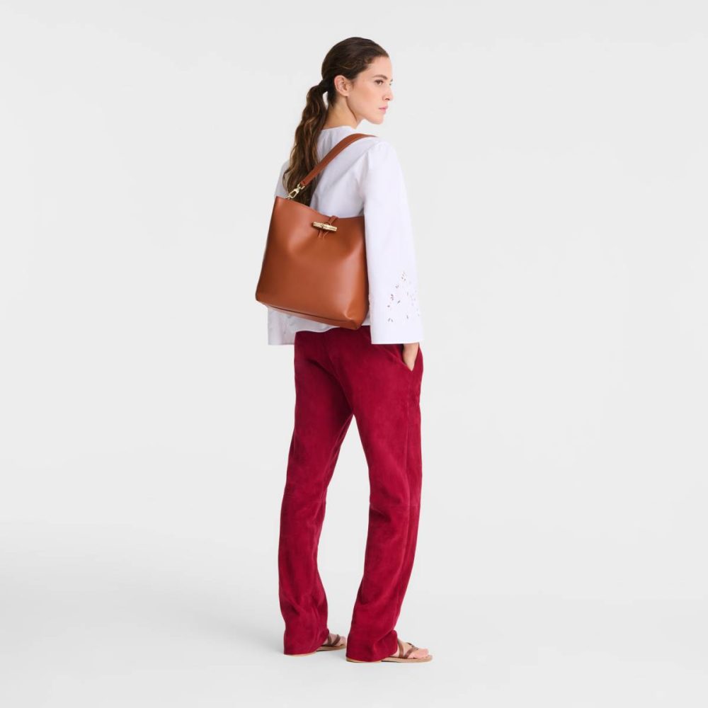 Le Roseau M Hobo Bag Bark - Leather Bark Longchamp Women Leather Bags - Image 2
