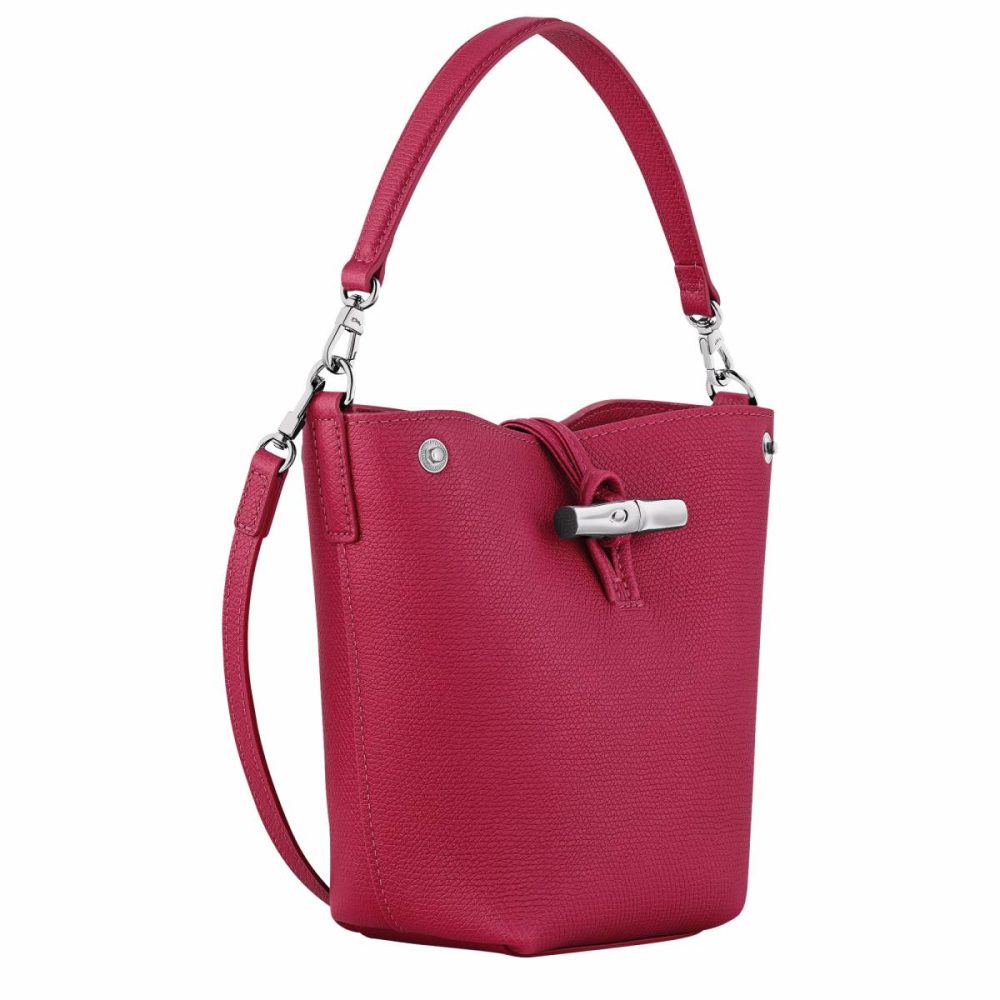 Le Roseau Xs Bucket Bag Beetroot - Leather Women Leather Bags Longchamp Beetroot - Image 3