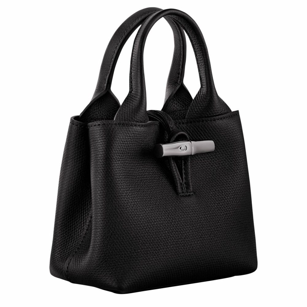 Le Roseau Xs Handbag Black - Leather Women Longchamp Leather Bags Black - Image 3
