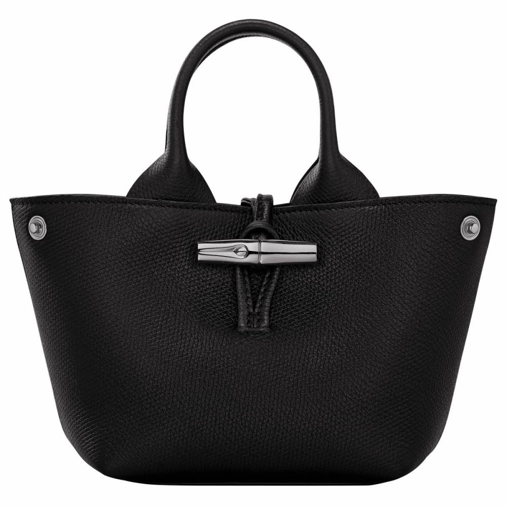 Le Roseau Xs Handbag Black - Leather Women Longchamp Leather Bags Black - Image 5