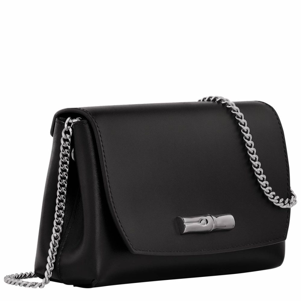 Leather Bags Black Longchamp Le Roseau Clutch Black - Leather Women - Image 3