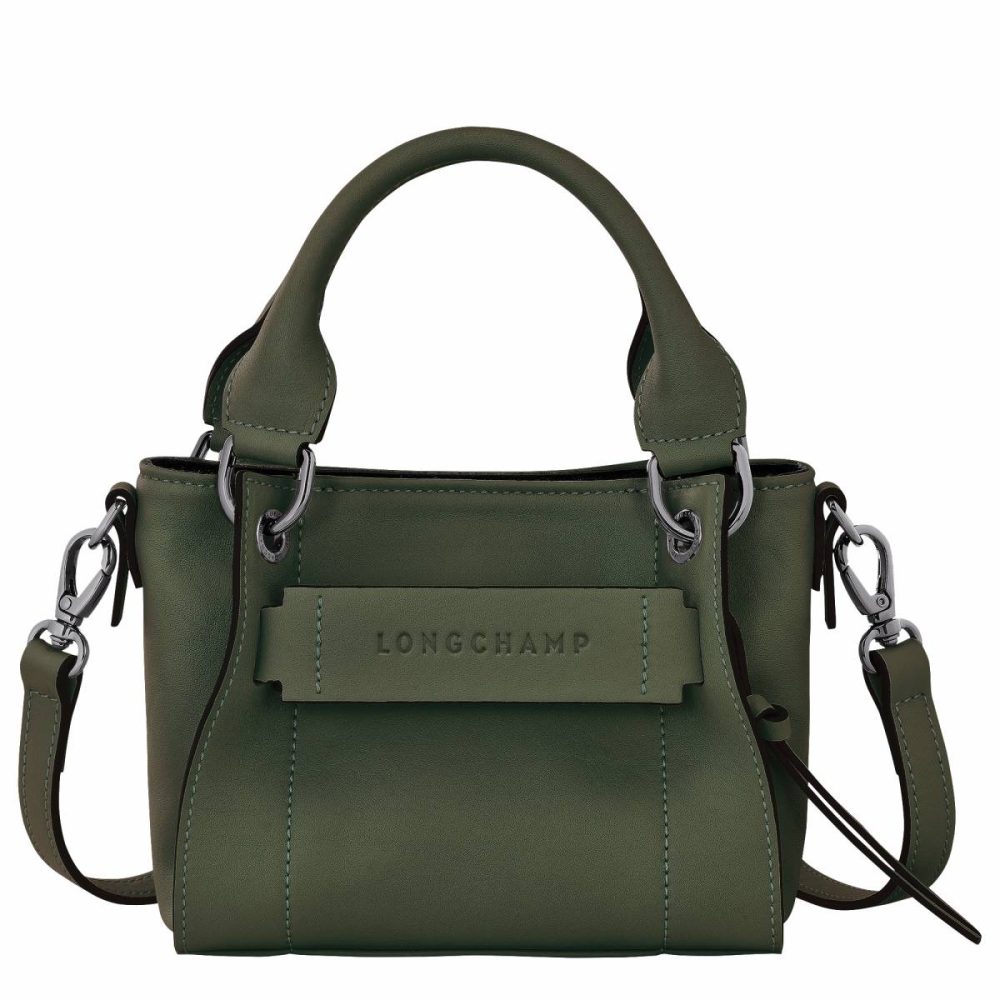 Leather Bags Longchamp 3D Xs Handbag Khaki - Leather Khaki Women