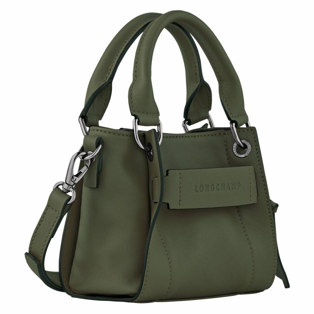 Leather Bags Longchamp 3D Xs Handbag Khaki - Leather Khaki Women - Image 2