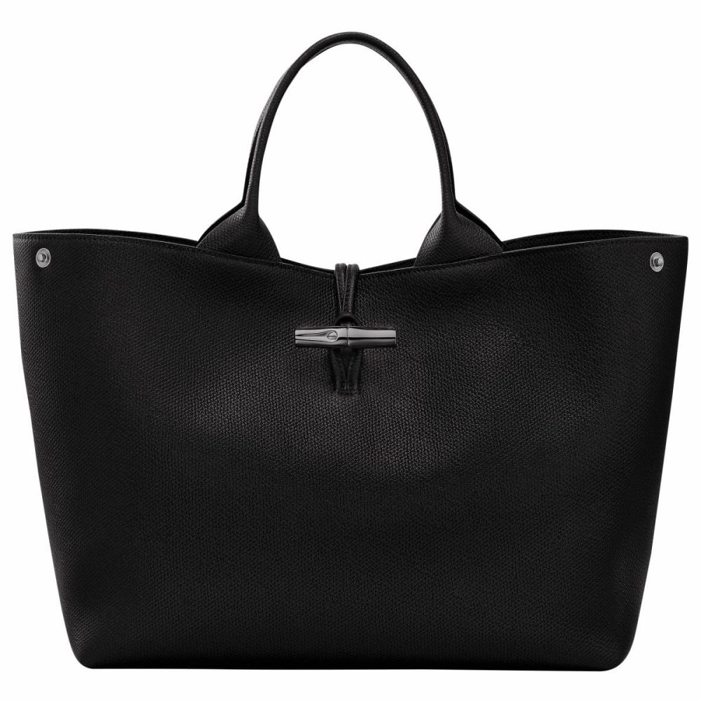 Leather Bags Longchamp Black Le Roseau L Handbag Black - Leather Women