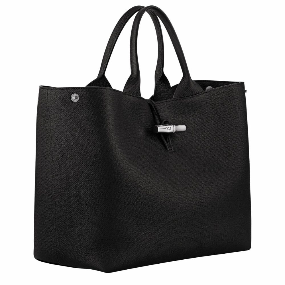 Leather Bags Longchamp Black Le Roseau L Handbag Black - Leather Women - Image 3