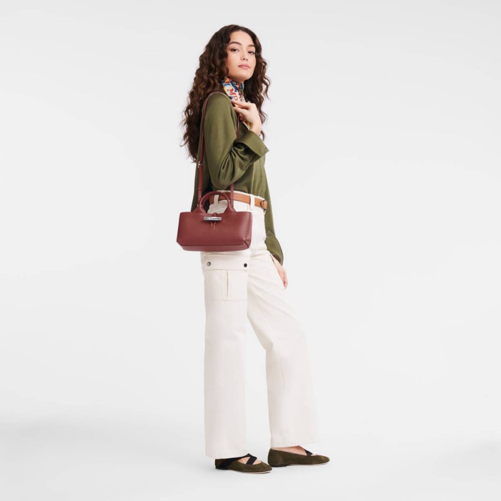 Leather Bags Longchamp Women Le Roseau S Handbag Chestnut - Leather Chestnut - Image 2