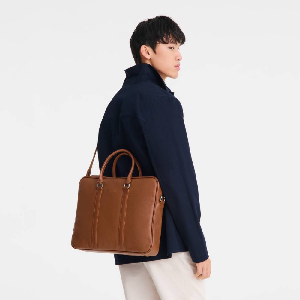 Leather Bags Women Caramel Longchamp Le Foulonné S Briefcase Caramel - Leather - Image 2