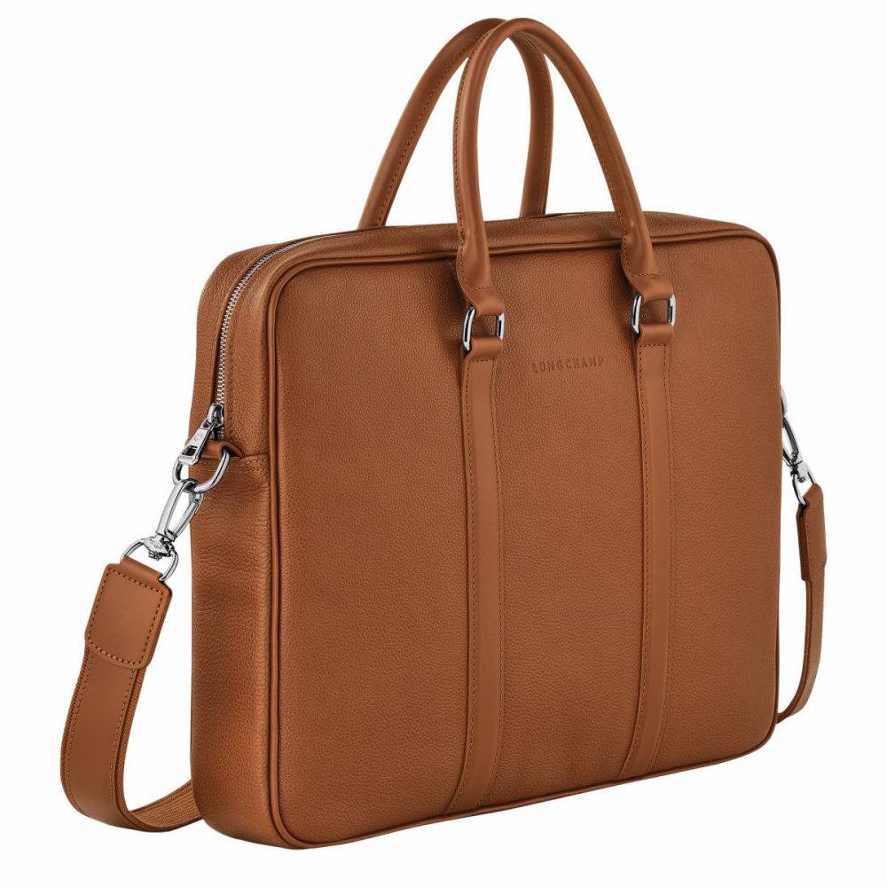 Leather Bags Women Caramel Longchamp Le Foulonné S Briefcase Caramel - Leather - Image 3