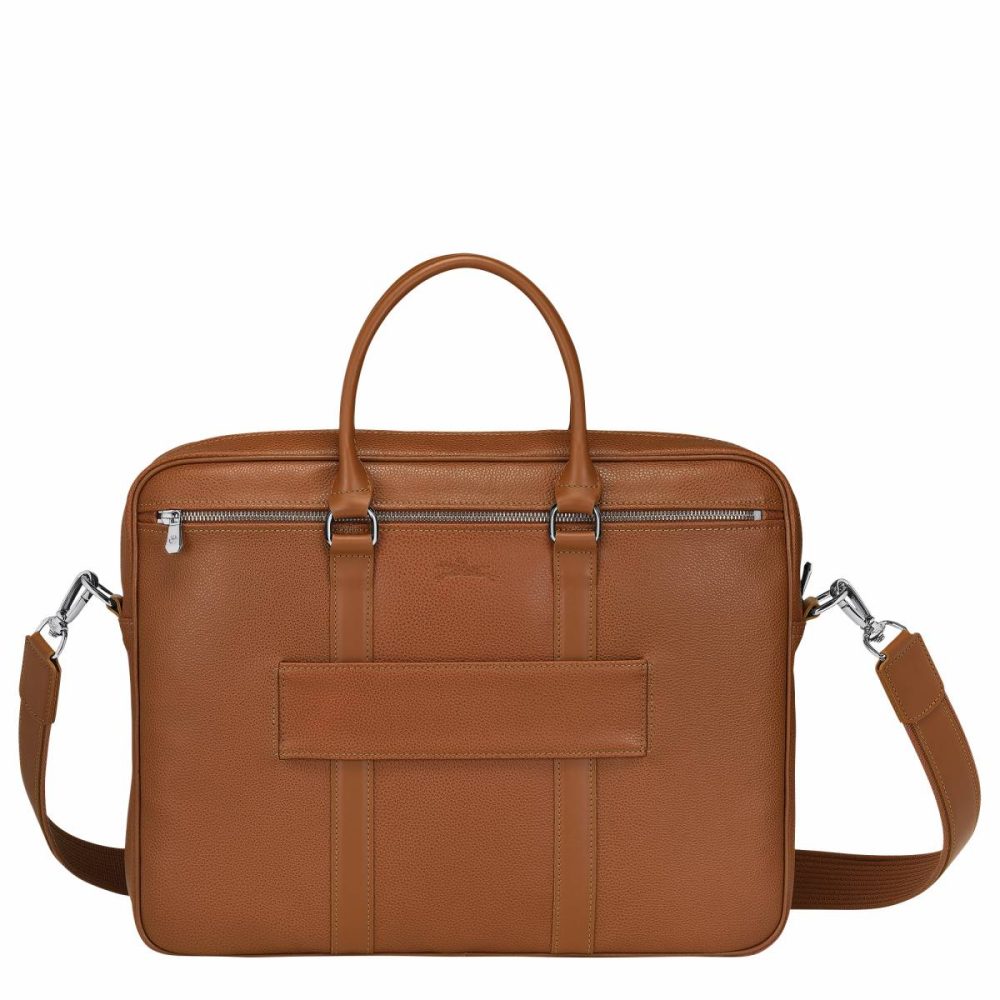 Leather Bags Women Caramel Longchamp Le Foulonné S Briefcase Caramel - Leather - Image 4