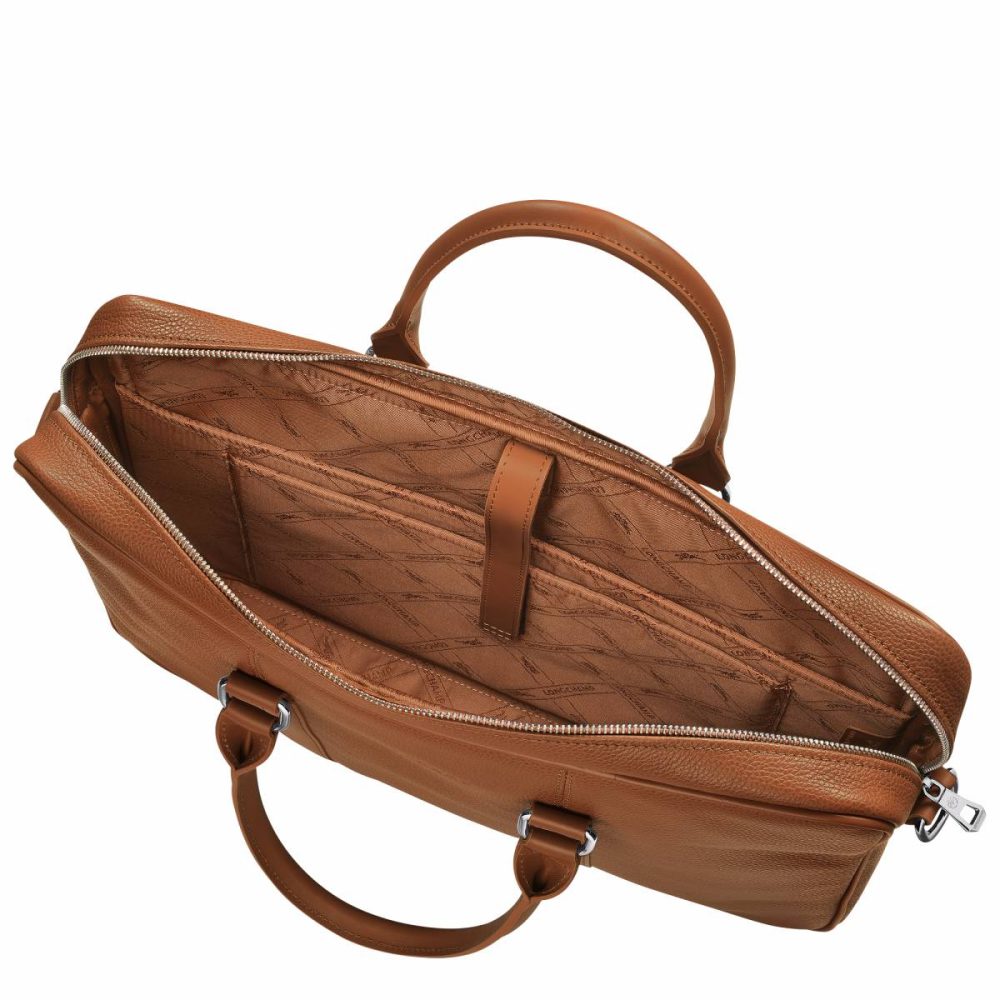 Leather Bags Women Caramel Longchamp Le Foulonné S Briefcase Caramel - Leather - Image 5