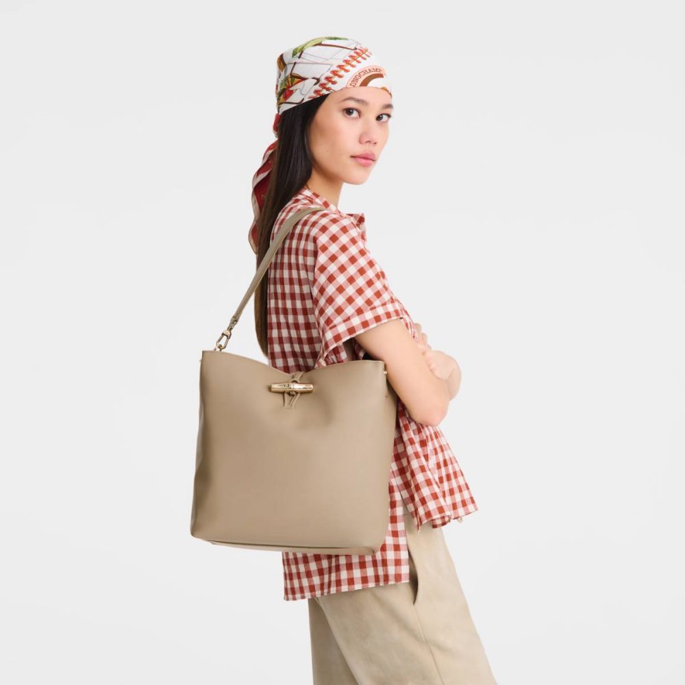 Leather Bags Women Longchamp Le Roseau M Hobo Bag Root - Leather Root - Image 2