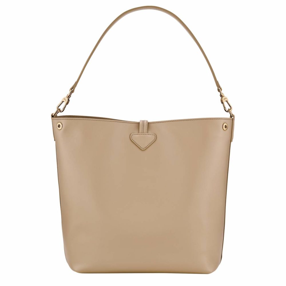 Leather Bags Women Longchamp Le Roseau M Hobo Bag Root - Leather Root - Image 4