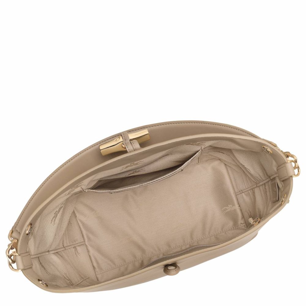 Leather Bags Women Longchamp Le Roseau M Hobo Bag Root - Leather Root - Image 5
