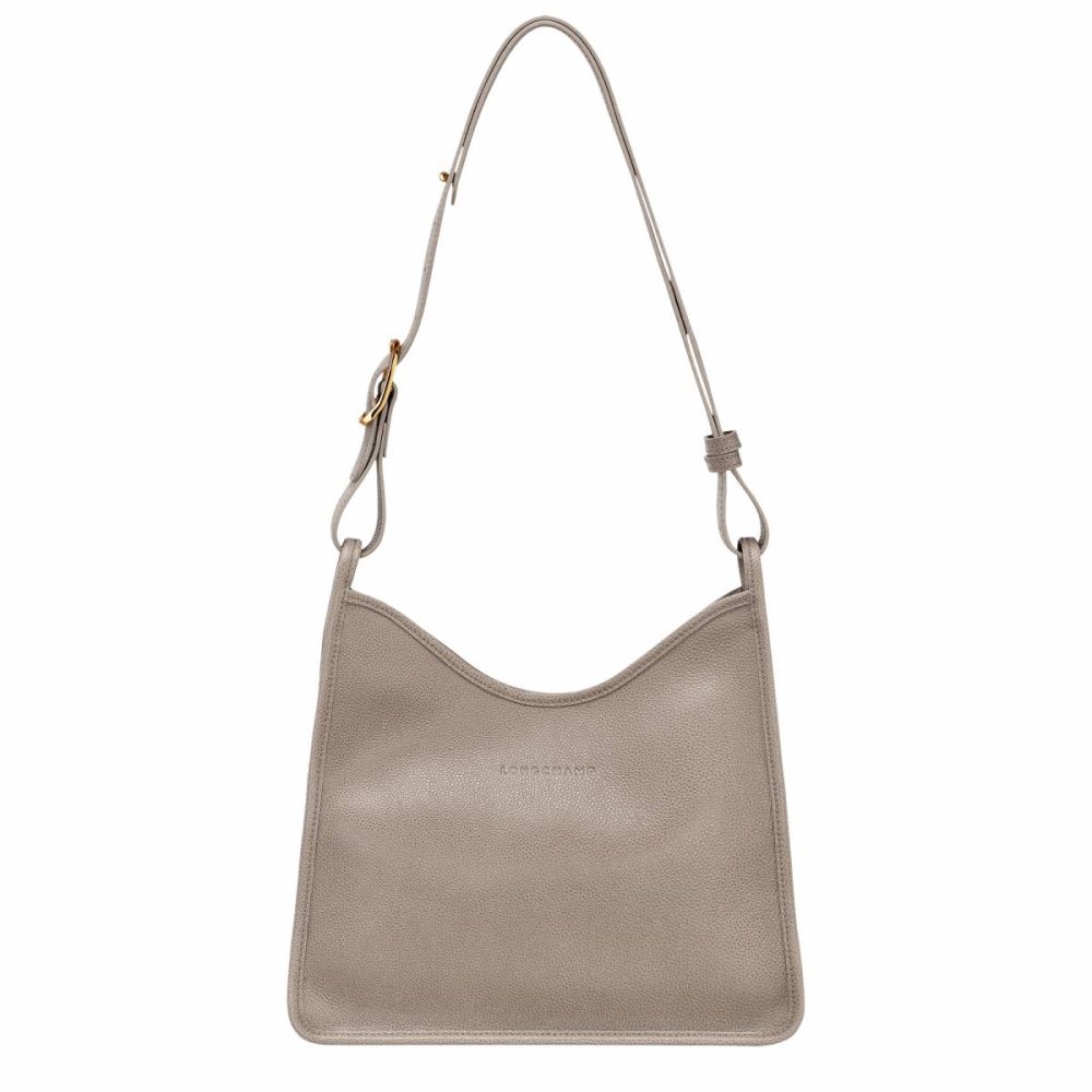 Leather Bags Women Turtledove Longchamp Le Foulonné M Hobo Bag Turtledove - Leather