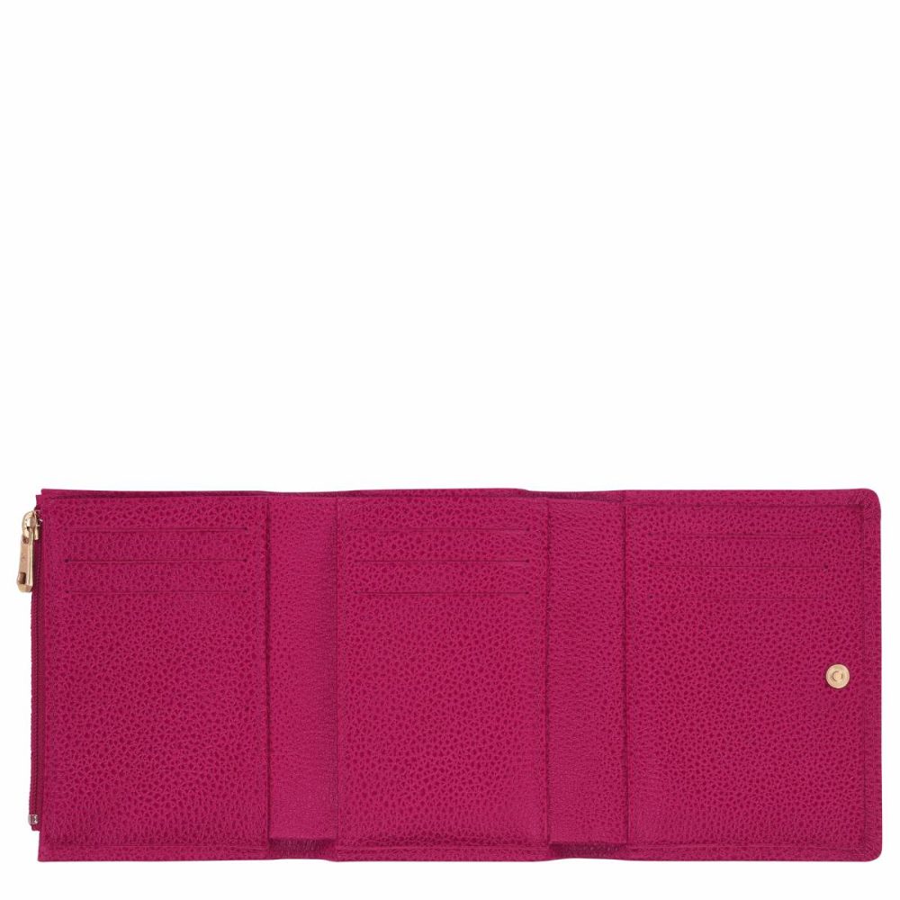 Leather Wallets Le Foulonné Wallet Beetroot - Leather Longchamp Women Beetroot - Image 3