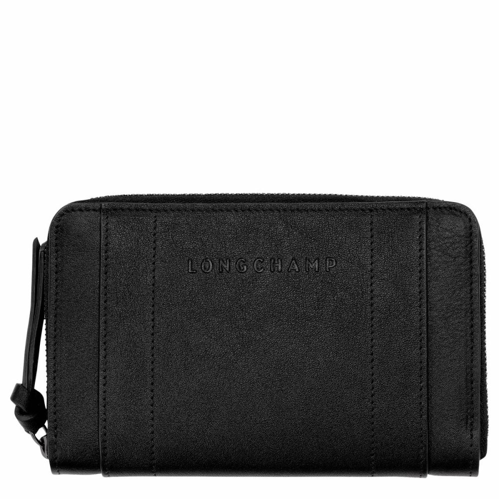 Leather Wallets Longchamp 3D Wallet Black - Leather Women Black