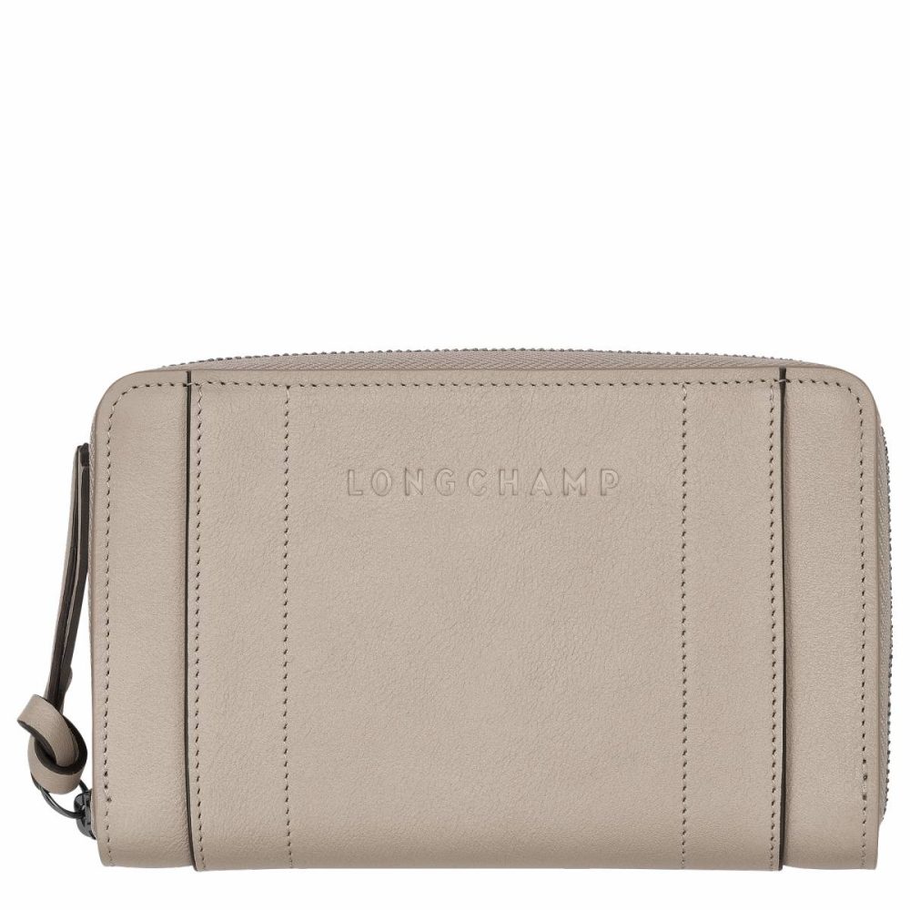 Leather Wallets Women Longchamp 3D Wallet Clay - Leather Clay