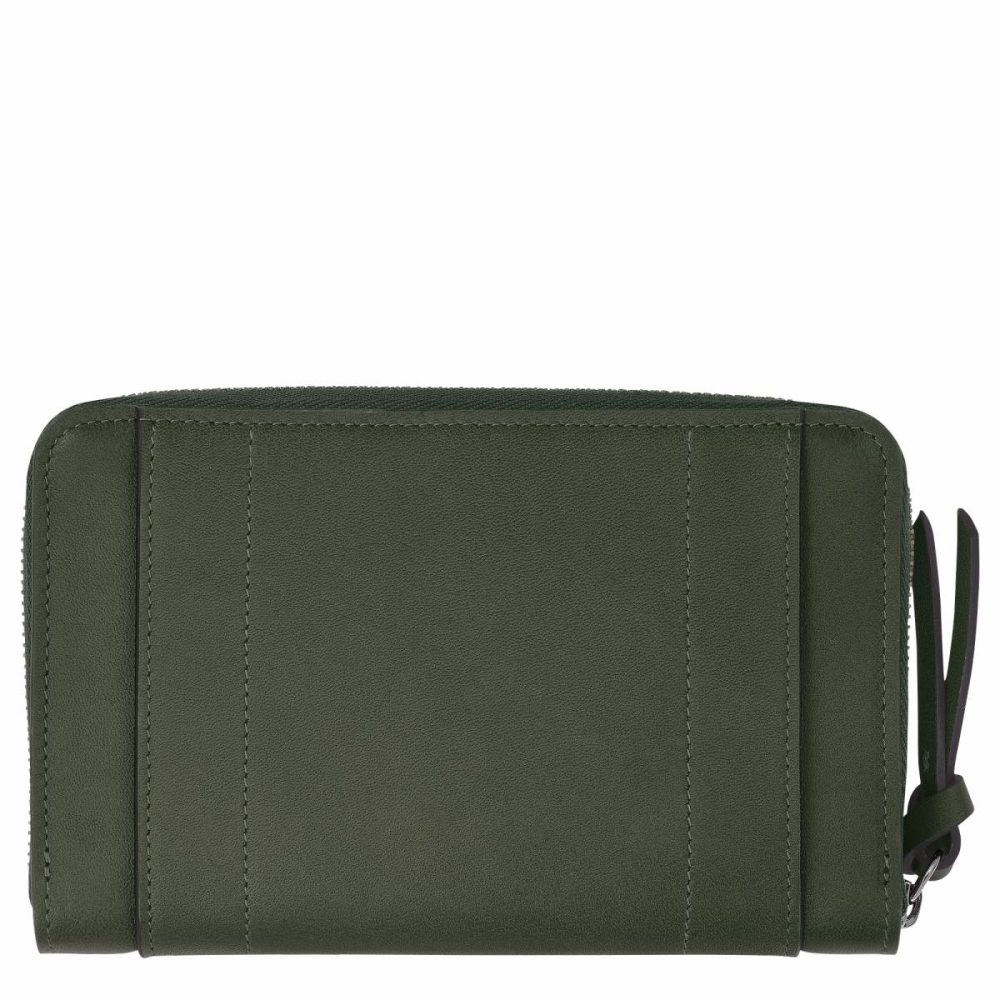 Longchamp 3D Wallet Khaki - Leather Leather Wallets Women Khaki - Image 2