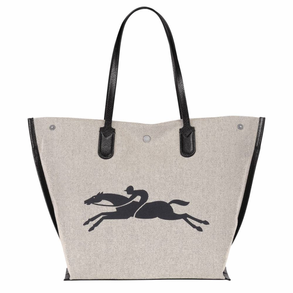 Longchamp Essential L Tote Bag Ecru - Canvas Shoulder Bags Ecru Women - Image 4