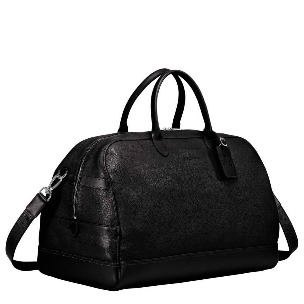 Longchamp Le Foulonné L Travel Bag Black - Leather Black Women Travel Bags - Image 3