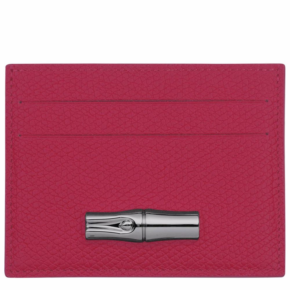 Longchamp Le Roseau Card Holder Beetroot - Leather Women Beetroot Cardholders & Coin Purses