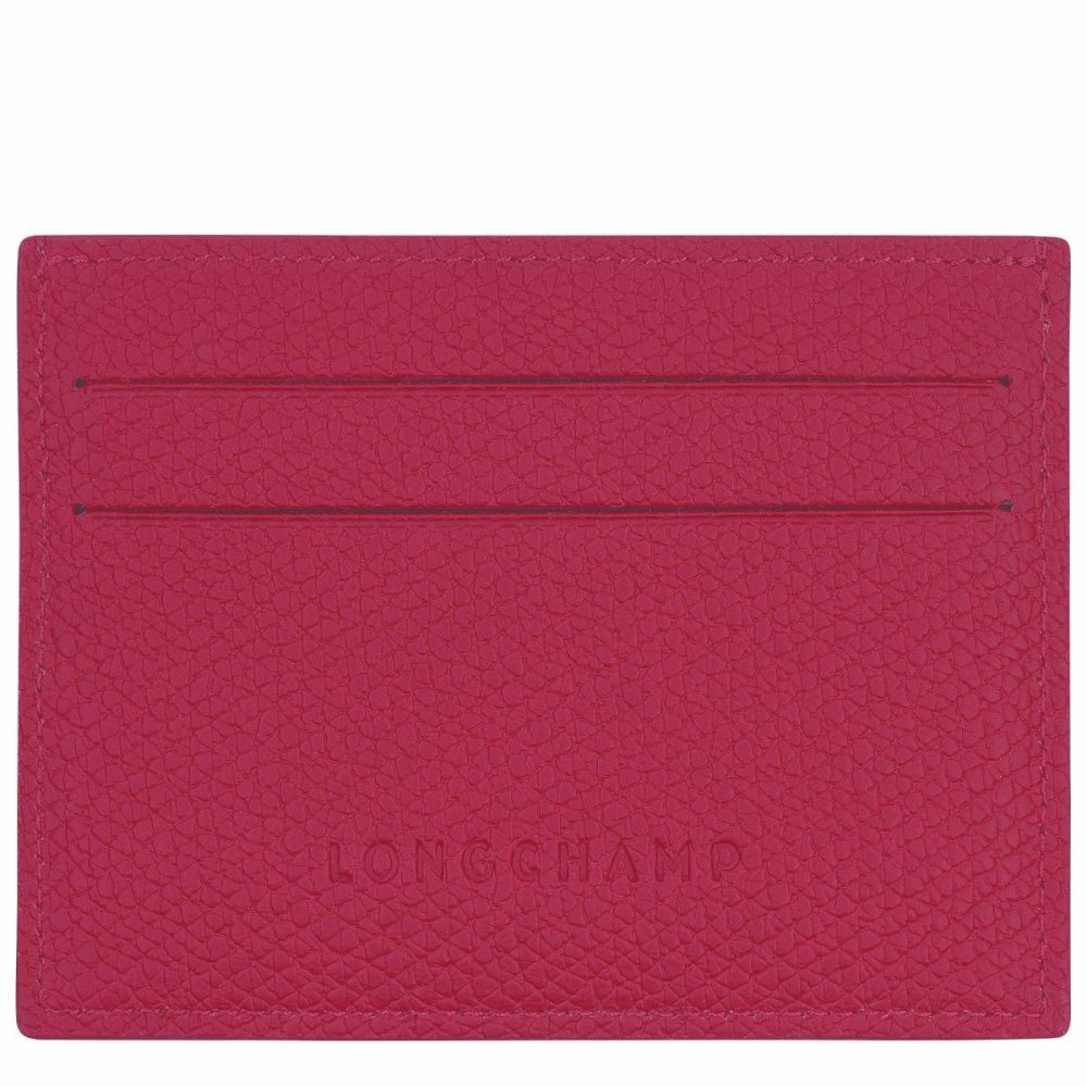 Longchamp Le Roseau Card Holder Beetroot - Leather Women Beetroot Cardholders & Coin Purses - Image 2