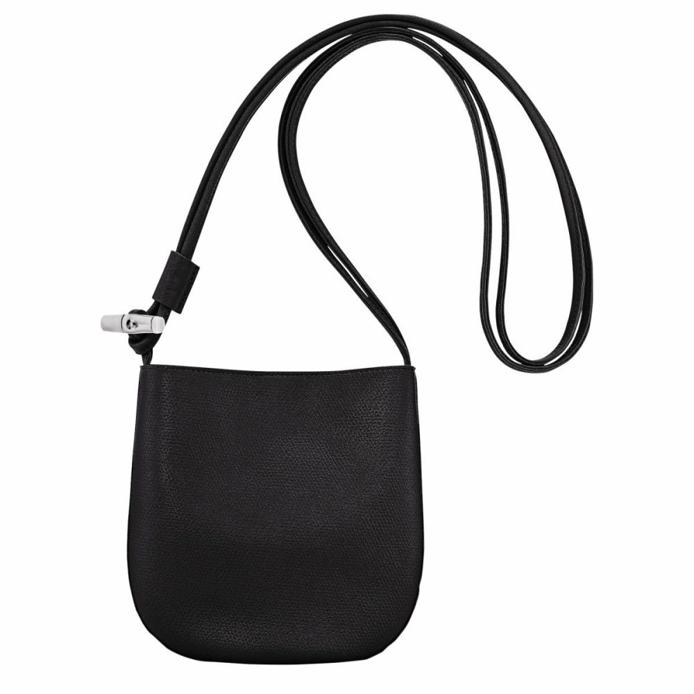 Longchamp Le Roseau S Crossbody Bag Black - Leather Leather Bags Women Black