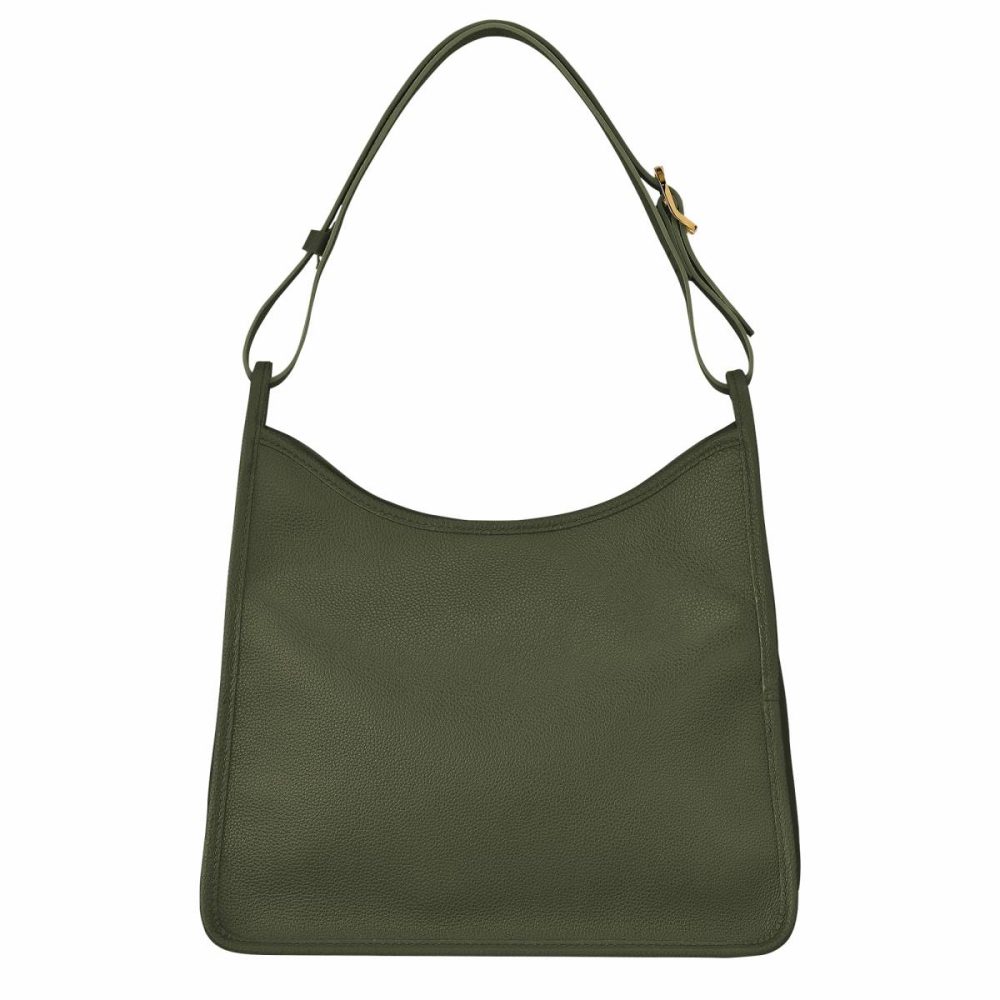 Longchamp Leather Bags Khaki Women Le Foulonné M Hobo Bag Khaki - Leather - Image 4
