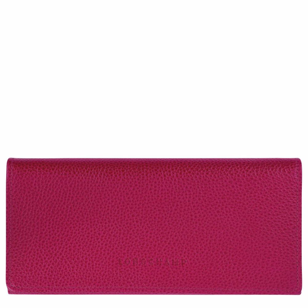 Longchamp Leather Wallets Women Le Foulonné Continental Wallet Beetroot - Leather Beetroot
