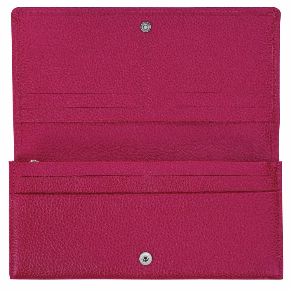 Longchamp Leather Wallets Women Le Foulonné Continental Wallet Beetroot - Leather Beetroot - Image 3