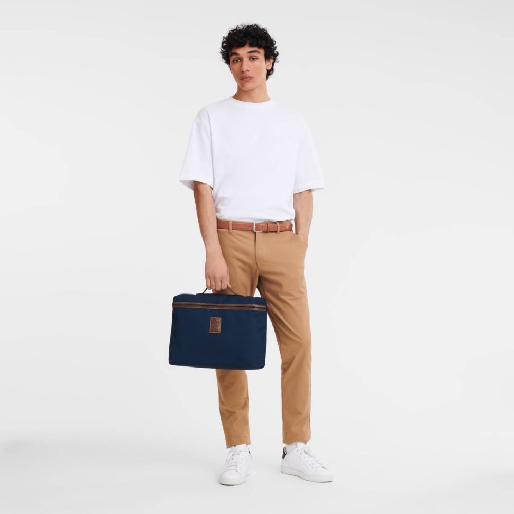 Longchamp Men Briefcase Boxford S Briefcase Blue - Recycled Canvas Blue