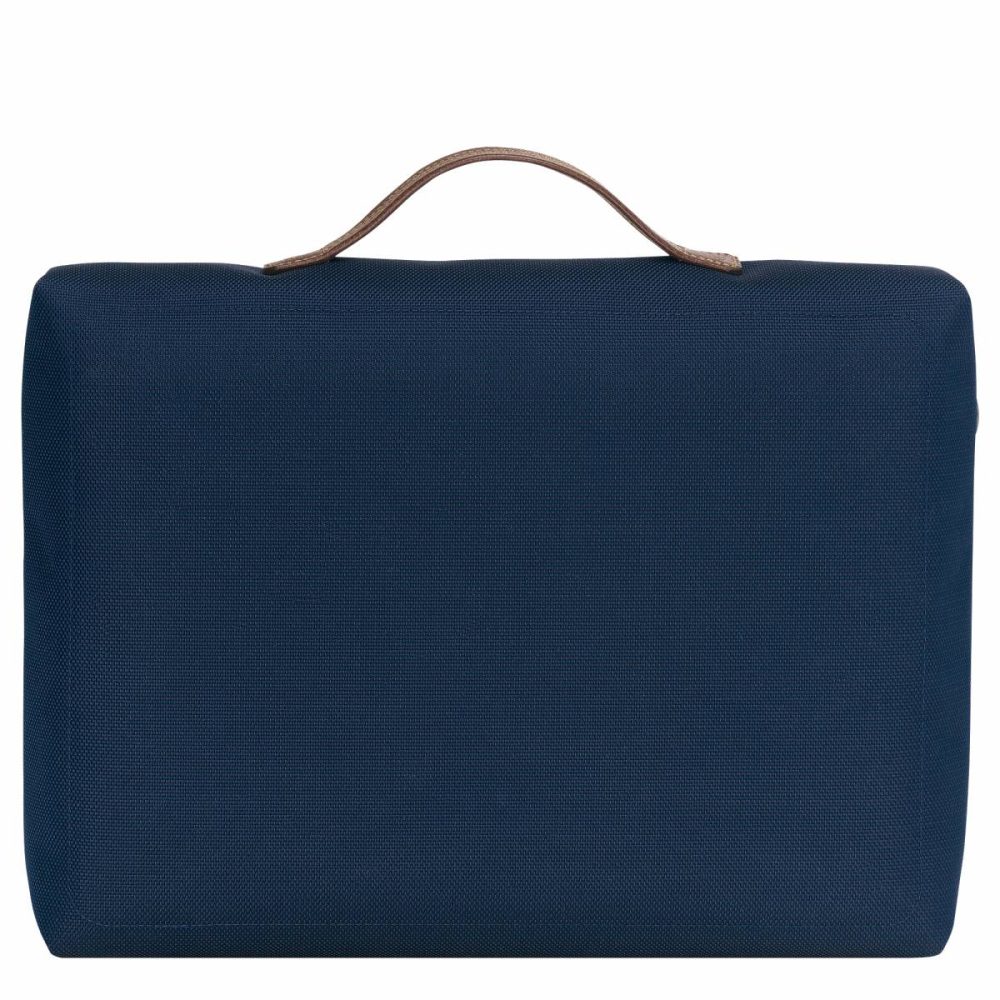 Longchamp Men Briefcase Boxford S Briefcase Blue - Recycled Canvas Blue - Image 3