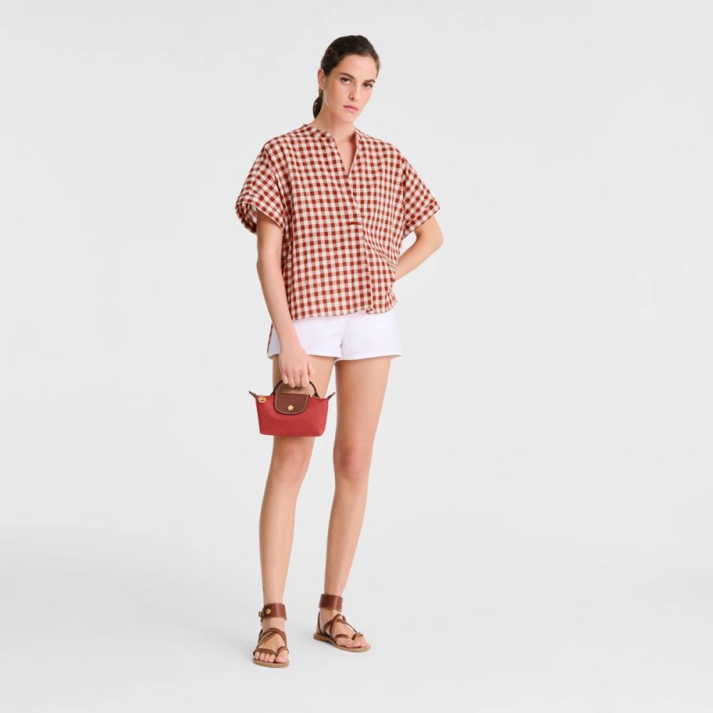 Longchamp Pouches & Cases Tomato Le Pliage Original Pouch With Handle Tomato - Recycled Canvas Women
