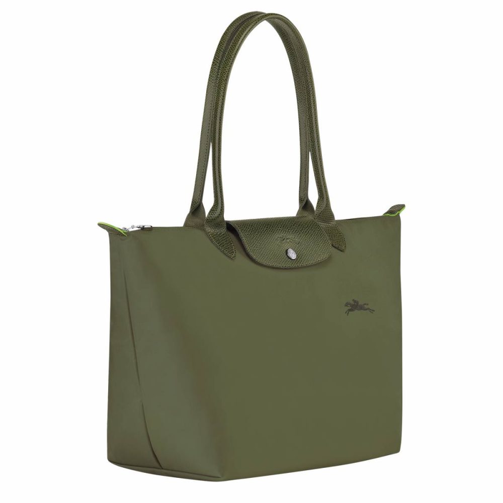 Longchamp Women Forest Shoulder Bags Le Pliage Green L Tote Bag Forest - Recycled Canvas - Image 2