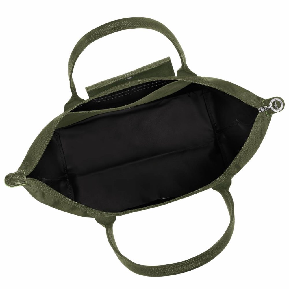 Longchamp Women Forest Shoulder Bags Le Pliage Green L Tote Bag Forest - Recycled Canvas - Image 3