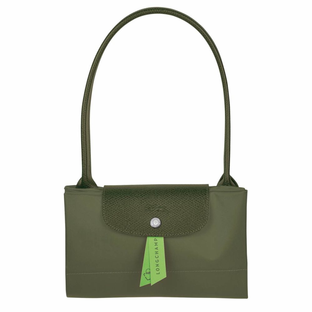 Longchamp Women Forest Shoulder Bags Le Pliage Green L Tote Bag Forest - Recycled Canvas - Image 4