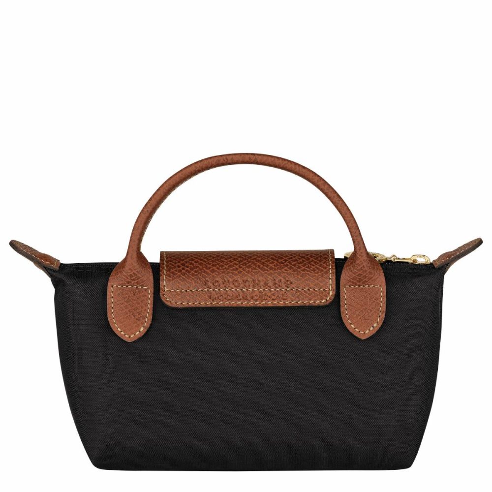 Longchamp Women Le Pliage Original Pouch With Handle Black - Recycled Canvas Pouches & Cases Black - Image 3