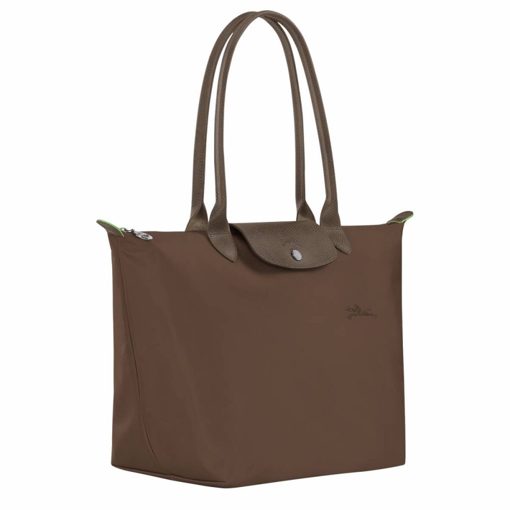 Longchamp Women Terra Le Pliage Green L Tote Bag Terra - Recycled Canvas Shoulder Bags