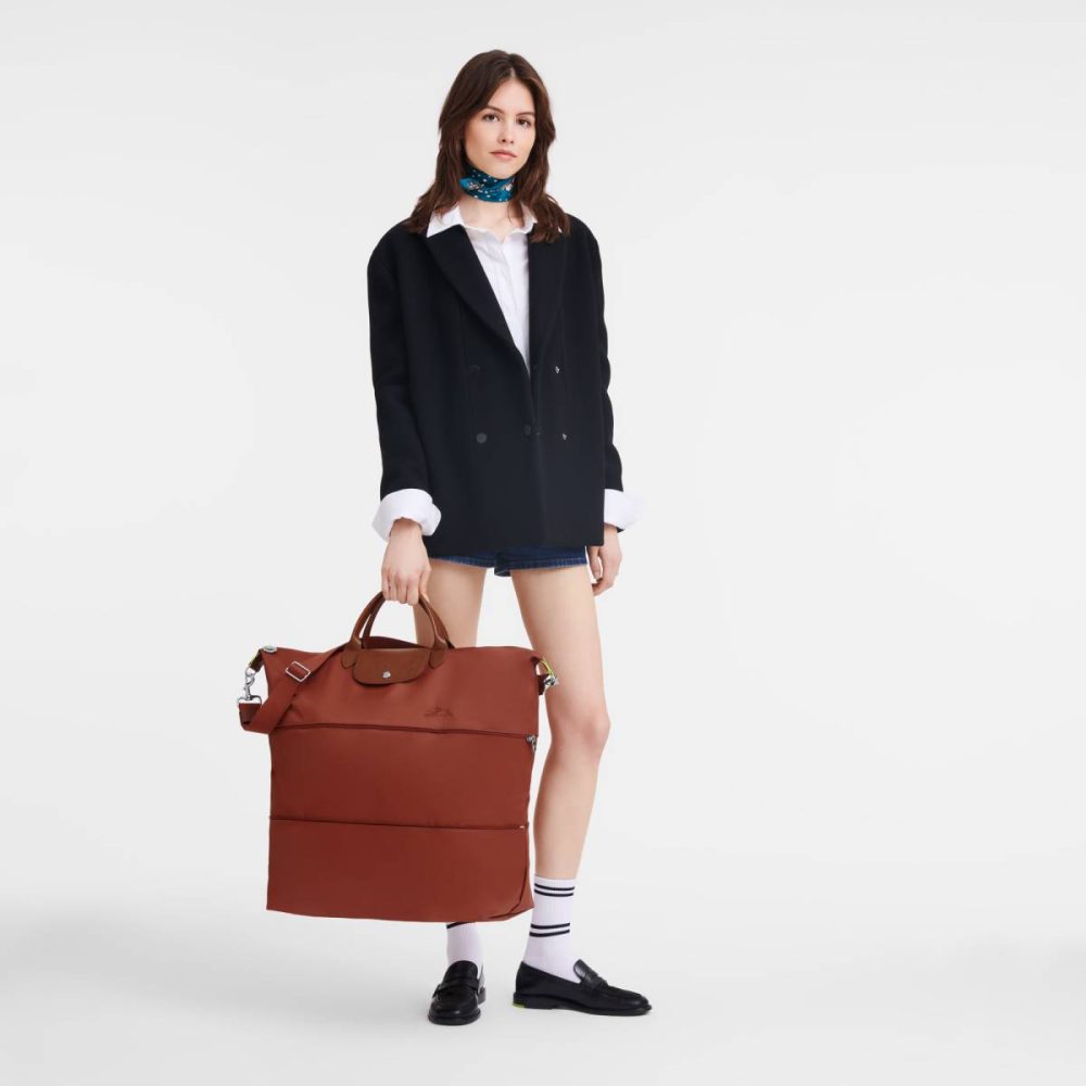 Longchamp Women Travel Bags Chestnut Le Pliage Green Travel Bag Expandable Chestnut - Recycled Canvas