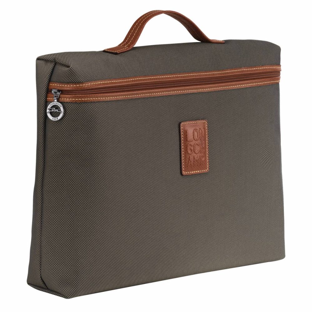 Men Brown Longchamp Briefcase Boxford S Briefcase Brown - Recycled Canvas - Image 2