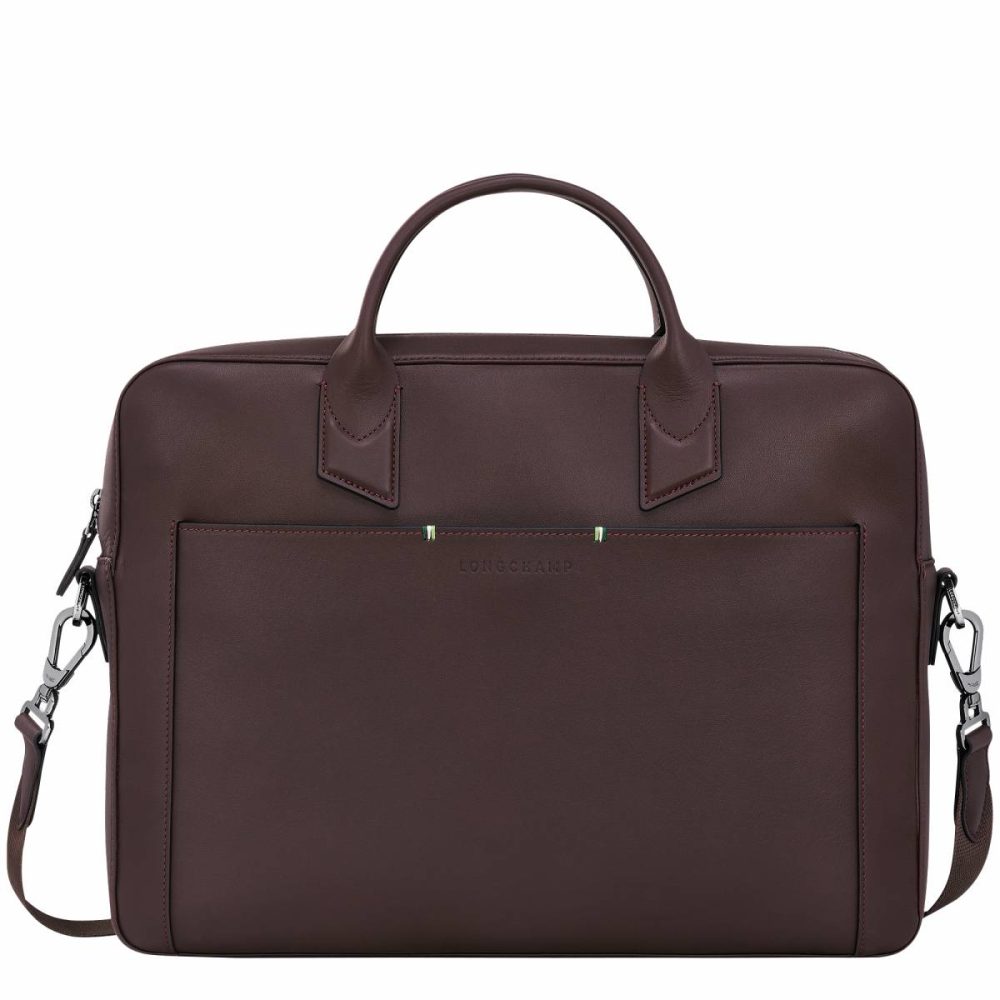 Mocha Leather Bags Longchamp Sur Seine M Briefcase Mocha - Leather Men