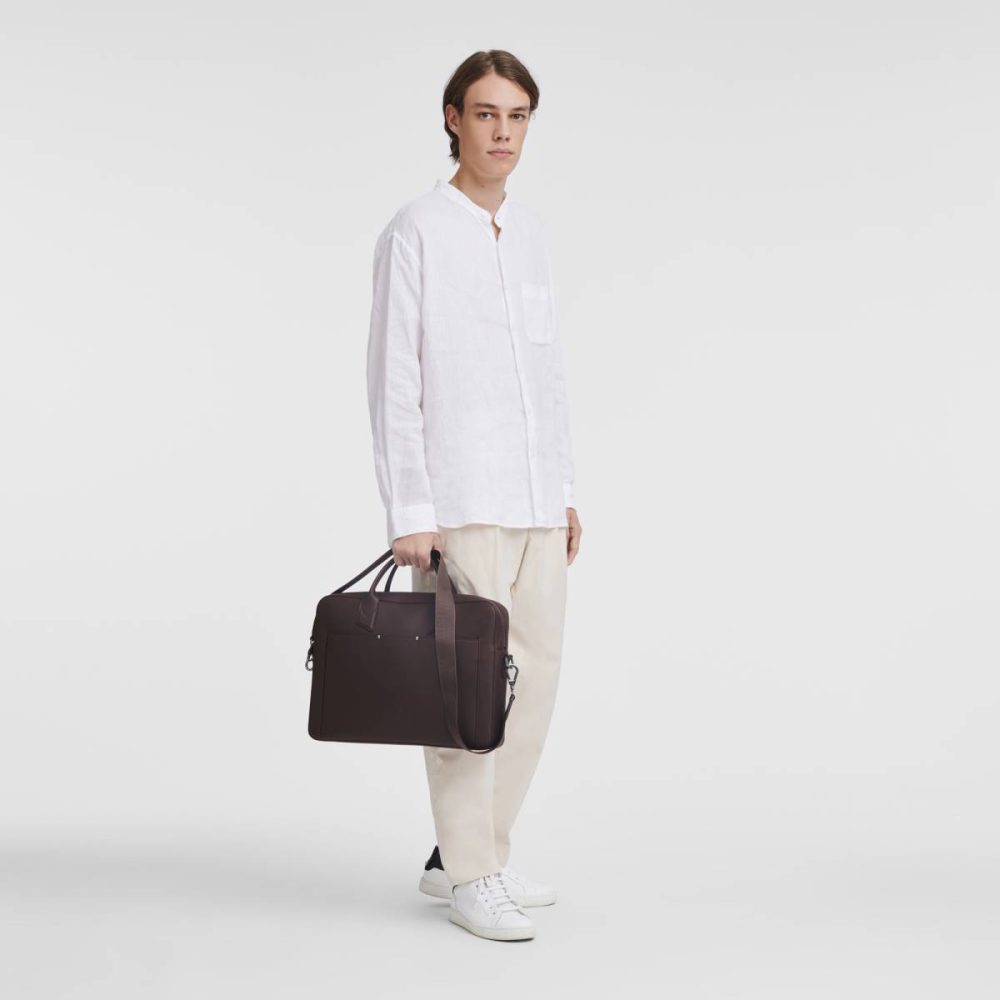 Mocha Leather Bags Longchamp Sur Seine M Briefcase Mocha - Leather Men - Image 2