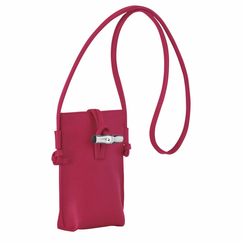 Phone Cases Beetroot Women Longchamp Le Roseau Phone Case Beetroot - Leather - Image 3
