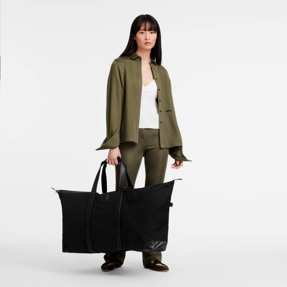 Travel Bags Black Boxford Xl Travel Bag Black - Recycled Canvas Women Longchamp